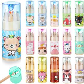 Fumete 60 Pack Mini Colored Pencils Classroom Cute Coloring Drawing Pencil Bulk with Sharpener in Tube Kitty Party Favors for Painting Classroom School Supplies