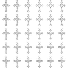 30 PCS Rhinestone Cross Charms Crystal Pendants for Jewelry Making DIY Bracelet