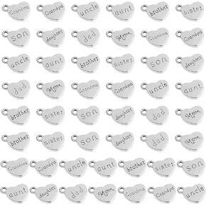 AUEAR, Family Charms Pendants Heart Shaped Charm Pendant for DIY Crafts Jewelry Making