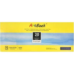 ArtBeek Watercolor Paper Block, Watercolor Block 100% Cotton 140g/300GSM (9X12 Cold Press)
