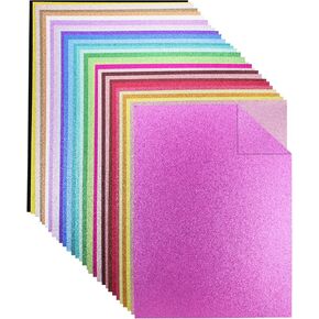 12 x 12 Inch Double Side Glitter Cardstock Paper 100LB Heavy weight No Shred Glitter Colored Card Stock for Cricut,Card Making 30 Colors