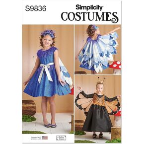 Simplicity Children's and Girls' Blue Bird and Butterfly Costumes Sewing Pattern Kit by Andrea Schewe, Design Code S9836, Sizes 3-4-5-6, Multicolor