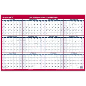 AT-A-GLANCE 2024-2025 Erasable Calendar, Dry Erase Wall Planner, 36" x 24", Large, Academic & Regular Year, Double Sided, Horizontal (PM200S2825)