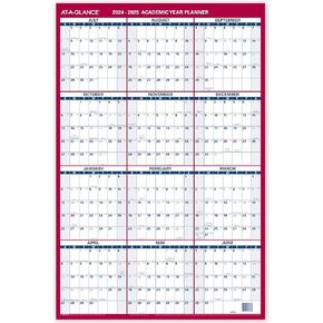 AT-A-GLANCE 2024-2025 Erasable Calendar, Dry Erase Wall Planner, 36" x 24", Large, Academic & Regular Year, Double Sided, Horizontal (PM200S2825) in Kuwait