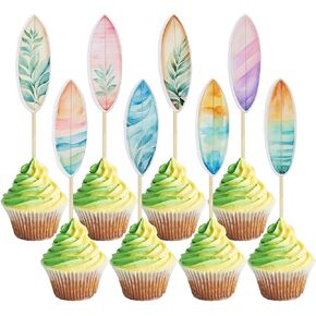 ephlyn 40pcs surfboard cupcake topcake surfboard beach cake decorations icts surfboard mini accents for swimming pool summer beach party luau birth