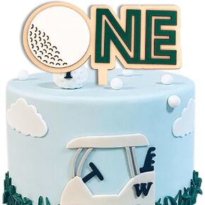 Golf Cake Topper - One Year Golf Tee Decor,Centerpiece Sticks Photo Props For Birthday Party,Sports Themed 1st Anniversary Party Supplies (golf one cake topper)