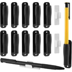 12pcs Self Adhesive Desk Pen Holder Set, Adhesive Silicone Pen Holder for Desk and Other Surfaces, Marker Holder, Pencil Holder, Office Desk Accessories and Teacher Supplies(black, white)