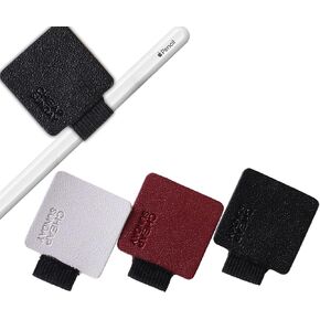 3 حزمة حامل القلم ل Apple Pencil ، قلم S ، الكتاب المقدس ، المجلة ، دفاتر الملاحظات وعصا مزيد من الحافة على جلود PU متينة لاصقة مع تخزين تصميم مرن قوي (A1- أسود+أبيض+أحمر)