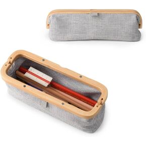 UROKI Pen Case Pencil Pouch Lightweight and Spacious with Bamboo Frame Magnetic Opening for Organizing Stationary Office Supply 7.8x2.9.x2.7 inch Men and Women Infinity Blue