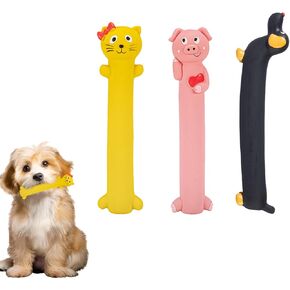 3 Pack Original 8.9"-10.89" Squeaky Latex Dog Toy, Assorted Colors for Medium Large Breeds (Yellow & Pink & Black)