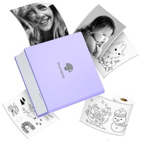 Memoqueen Pocket Printer - M02 Mini Sticker Printer, Compatible with iOS & Android, Bluetooth Wireless Thermal Sticker Printer for Memo, to-Do-List, Work Plan, Study Notes, DIY Journal, Purple