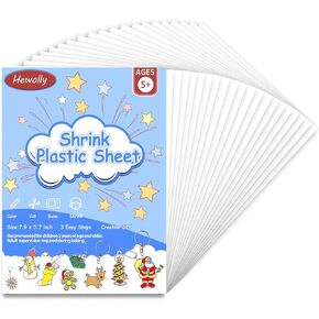 Hewolly 36 PCS Shrink Plastic Sheets, 7.9 x 5.7 inch / 20 x 14.5 cm, Perfect for Kids Creative Craft, DIY Crafts and Creative Projects for Kids