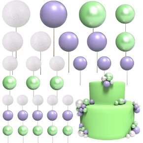 33 Pieces Ball Cake Topper Foam Balls Cupcake Topper Mini Balloon Cake Topper Red Blue White Cartoon Color Series Balls Cake Decorations for Birthday Wedding Anniversary Party Supplies (blue)