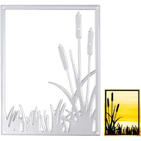 Reed Grass Frame Cutting Dies, Die Cuts for Card Making Embossing Metal Dies Paper Cards Cutting Dies Square Tussock Die Cut Stencils for Album Scrapbooking Art Card Making