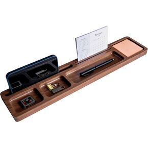 منظم صينية مكتب Walnut Wood Office ، حل تخزين متعدد الأجزاء ، مساحة عمل المنظمة ، مساحة العمل المنزلية الطاولة