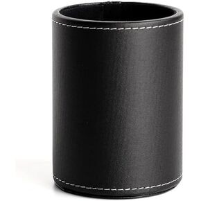 Leather Pencil Holder Pencil Case Round Black Pencil Case Office Desk Home Stationery Organizer