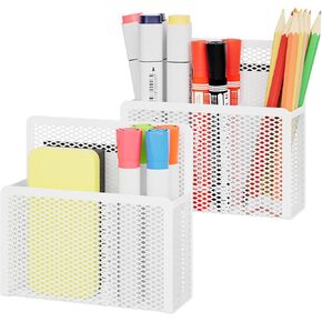 Magnetic Dry Erase Marker Holder, Mesh Pen Holder for Whiteboard，Magnet Pencil Organizer Storage for Refrigerator Locker Accessories Organizer for Home, School and Office(Black)