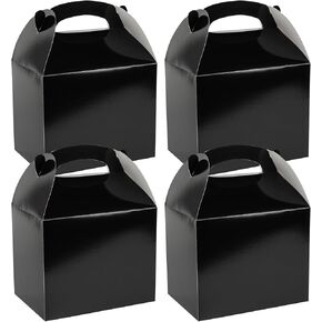 Restaurantware Bio Tek 10 x 7 x 8 Inch Gable Boxes For Party Favors, 100 Attractive Gift Boxes - With Built-In Handle, Greaseproof, Black Paper Barn Boxes, For Special Events Or Parties
