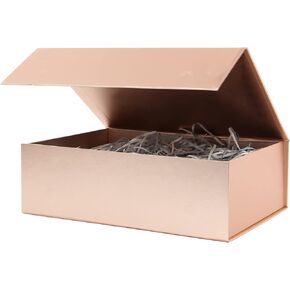 Rsgift Rose Gold Gift Box,12.9x9.8x4.7 Inches,Gold Christmas Boxes with Lids,Groomsman Wedding Box with Magnetic Closure Christmas Boxes