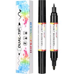 علامة الطلاء ذات الطلاء الأبيض - 2 PCS علامات دائمة بيضاء قائمة على زيت أبيض ، طرف جيد إضافي وطرف متوسط ​​(0.7 مم و 3 مم) ، تجفيف سريع ، مقاوم للماء ، قلم علامة للنسيج (2 أبيض)