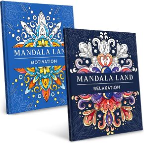 RYVE mandala coloring Book for Adults (2 Pack) – 60 Unique Mandalas for Relaxation, Anxiety & Stress Relief – Mindfulness Adult Coloring Book for Women & Men, Inspirational Gifts for Women