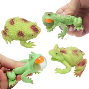 Frog Toys，4 Pack Squeeze Toad Toys,Squeeze Stress Relief Toys ，Fidget Frog Balls Sensory Play， Sensory Toys for Autistic and ADHD Children , Realistic Frog Toys for Kids (Random Colors)