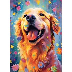 RICUVED Diamond Art Kits for Adults, Dog Diamond Art Kits Full Drill 5D Animal Diamond Art, Golden Retriever Gem Dots Art and Crafts for Gift Home Wall Decor 12x16 Inch/30x40cm