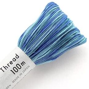 Olympus Sashiko Thread - 100m Skein - Japanese Embroidery & Quilting Thread (191-Vari-Blue-Green)