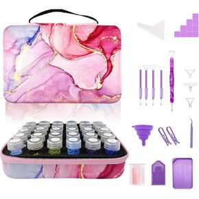 Waykape 70 Slots Diamond Painting Storage Containers, 5D Diamond Art Accessories and Tools for Diamond Art Storage Case Diamond Painting Accessories Kits Organizer (Purple)