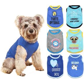 6 Packs Small Dog Puppy Shirts Boy Dog Clothes Funny Cute Dogs T Shirt for Small Dogs Boys Small Puppy Tshirt Cat Clothing Female Vest Apparel, Small in Kuwait