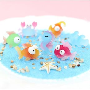 10 Pcs Mini Fishes & Starfish Resin Miniature Ocean Decor for Crafts, Terrarium & Aquarium