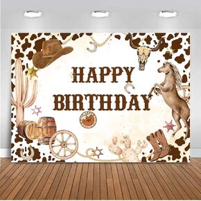 Western Cowboy Birthday Backdrops Cowboy Backdrop for Birthday Party Western Photography Background Cowboy Birthday Party Decorations Cake Table Banner Photo Studio Props (7x5ft)