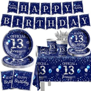 142 PCS 60th Birthday Tableware Set Sliver Sliver and Blue 60th Happy Birthday Supplies for Men Women First Birthday Tableth و Plates and Fackins و Cups and Forks and Stkives