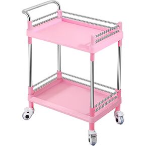 Rolling Utility Cart,Qiwey Medical Utility Cart with Two Drawers,2-Tier Esthetician Cart with Wheels Steel Plastic for Beauty Salon SPA Commercial Hospital Office Lab Cart White