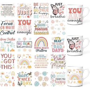 Romart UV DTF Transfer Sticker: 20 Sheets Christian Bible Verse Flower UV DTF Cup Wraps Rub on Transfers Decals, Waterproof Rub on Transfers Decal for Glass Cups Furniture Craft Wood DIY Crafts
