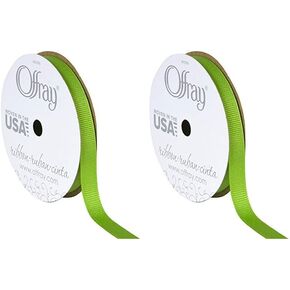 Offray Grosgrain Craft Ribbon, 3/8-Inch x 18-Feet, Apple Green