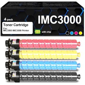 IMC3000 IMC3500 Toner Cartridge( 842251 842252 842253 842254 ) with Chip Compatible with IM C3000 IM C3500 Printers(4 Packs, Black Cyan Magenta Yellow)