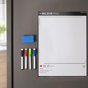 2 PCS Magnetic Dry Erase Whiteboard for Fridge, 16"x12" Reuasble & Erasable Instagram-Style White Board, Smooth&Flexible Magnet Notepad for Home, Kitchen Organizer and Planner