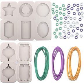 EUPNHY 2pcs Silicone Wax Sachet Molds Scented Wax Tablets Molds-Including 3pcs 40 inches Rawhide Rope and 60pcs Bails. (Combination 03)