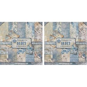 Stamperia Pack 10 Sheets Double face-Blues, 30.5x30.5cm, Multicolored