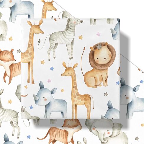Ruspepa Bear Bow Wrapp Paper Roll for Baby Boy و Mini Roll و Blue Bear with Heart و Boy and Star Gift Wrap for Baby Shower و Hirdivar in Kuwait