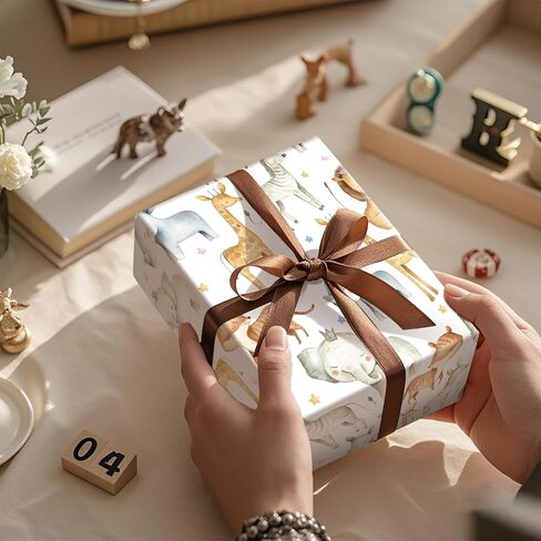 Ruspepa Bear Bow Wrapp Paper Roll for Baby Boy و Mini Roll و Blue Bear with Heart و Boy and Star Gift Wrap for Baby Shower و Hirdivar in Kuwait