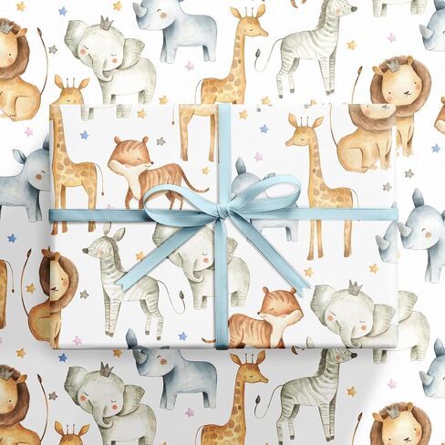 Ruspepa Bear Bow Wrapp Paper Roll for Baby Boy و Mini Roll و Blue Bear with Heart و Boy and Star Gift Wrap for Baby Shower و Hirdivar in Kuwait