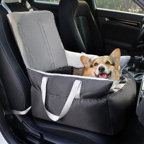 Pecute Dog Car Seat for Small Medium Dogs, Washable Pet Booster Seat with Clip-On Seat Belt, Detachable Travel Bed for Cars, Black in Saudi Arabia