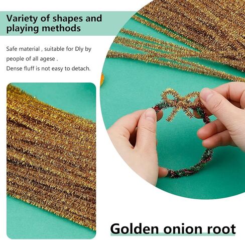 100Pieces Pipe Cleaners Chenille Stem, Glitter Gold Craft Pipe Cleaners,DIY Craft Fuzzy Sticks,Pipe Cleaners Bulk for Creative Handmade DIY Art Craft and Crafts Project Decoration Supplies in Kuwait