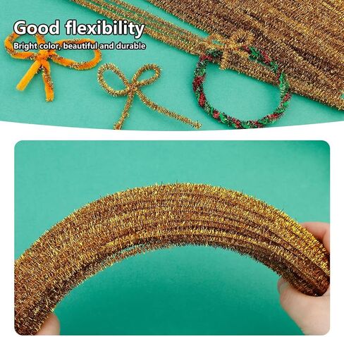 100Pieces Pipe Cleaners Chenille Stem, Glitter Gold Craft Pipe Cleaners,DIY Craft Fuzzy Sticks,Pipe Cleaners Bulk for Creative Handmade DIY Art Craft and Crafts Project Decoration Supplies in Kuwait