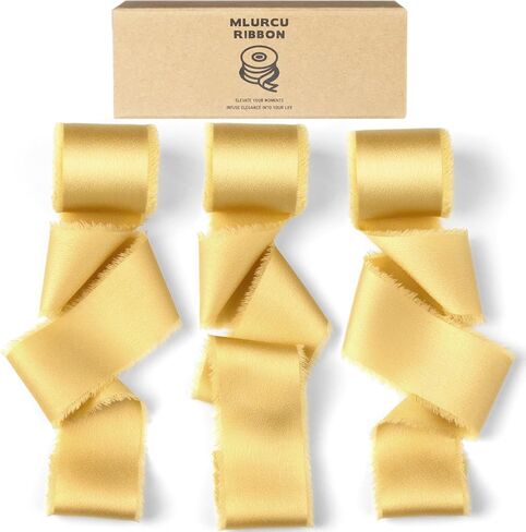 Chiffon Ribbon Silk Satin Ribbon 1 1/2 Inch x 3 Yd Handmade Fringe Chiffon Frayed Edges Ribbons Set 9 Rolls Fabric Ribbon for Wedding Invitations, Flower Bouquet, Gift Wrapping, Bows, Crafts in Kuwait