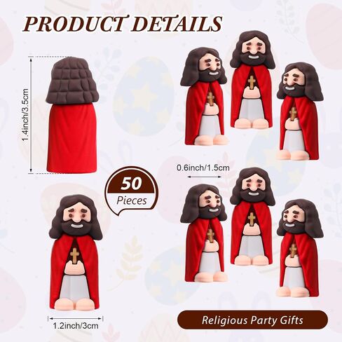 Bememo 50 Pcs Mini Jesus Figurines Toys Original Design Little Jesus Doll Gifts to Hide and Seek Classic Christ Savior Christian Religious Party Favor(Multicolor) in Saudi Arabia