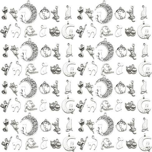 Youdiyla 96Pieces Cat Series Antique Silver Pendant Jewelry Making DIY Keychain Earrings Pendant Various Design Charms for Jewelry Making Bracelets Necklace (SN440) in Saudi Arabia