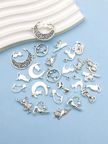 Youdiyla 96Pieces Cat Series Antique Silver Pendant Jewelry Making DIY Keychain Earrings Pendant Various Design Charms for Jewelry Making Bracelets Necklace (SN440) in Saudi Arabia